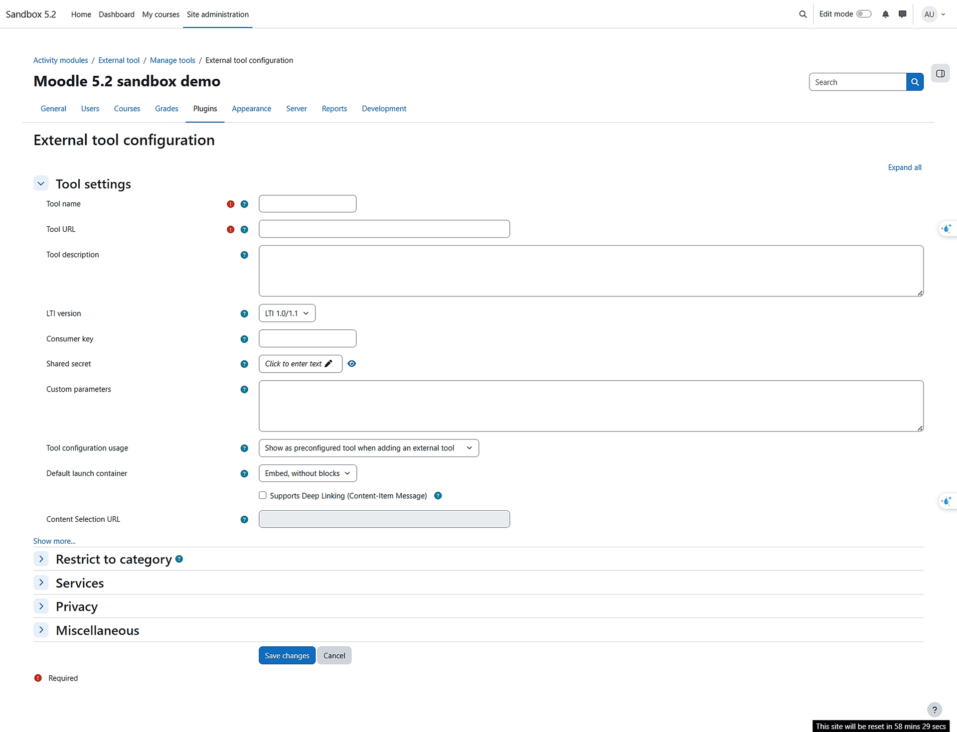 Moodle External Tool Setup
